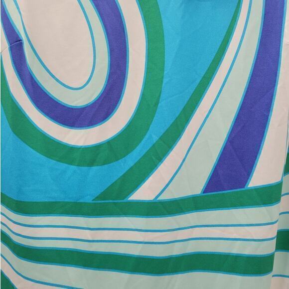 HP Julie Brown Blue Abstract Long Sleeve Stretchy Shift Dress 90s does 60s - Picture 7 of 16